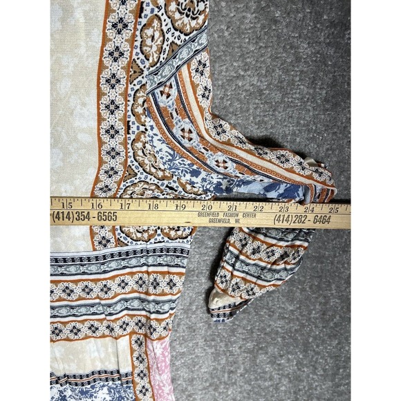 Daniel Rainn 3/4 Roll Tab Sleeve Patchwork Floral Popover Top Womens Size Large - Picture 6 of 7